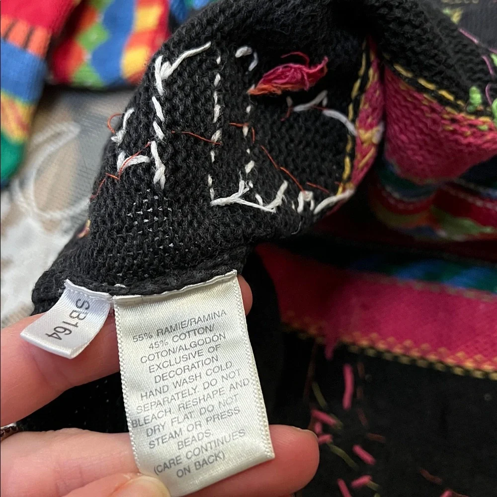 Vintage Susan Bristol multicolor stripe knit cardigan embroidered safari animals - Picture 5 of 8